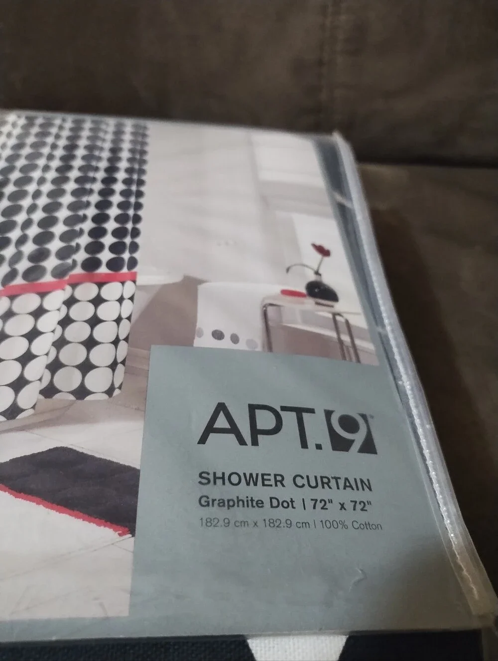 APT. 9 Graphite Dot Shower Curtain - Black, White & Red Accent